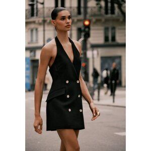 ZARA HALTER MINI BLAZER DRESS
